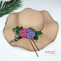 Fashion Flower Straw Hat Sun Simple Solid Color Sunshade Hat sku image 1