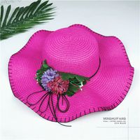 Fashion Flower Straw Hat Sun Simple Solid Color Sunshade Hat sku image 5