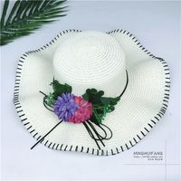 Fashion Flower Straw Hat Sun Simple Solid Color Sunshade Hat sku image 6