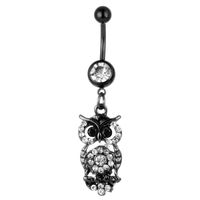 New Piercing Jewelry Black Owl Diamond Belly Button Ring Belly Button Nail sku image 1