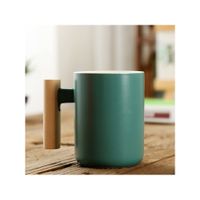 Simple Creative Solid Color Wooden Handle Matt Ceramic Mug Cup Wholesale sku image 7