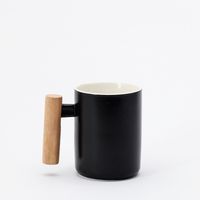 Simple Creative Solid Color Wooden Handle Matt Ceramic Mug Cup Wholesale sku image 8