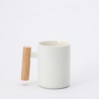 Simple Creative Solid Color Wooden Handle Matt Ceramic Mug Cup Wholesale sku image 9