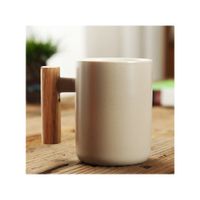 Simple Creative Solid Color Wooden Handle Matt Ceramic Mug Cup Wholesale sku image 10