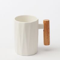 Simple Creative Solid Color Wooden Handle Matt Ceramic Mug Cup Wholesale sku image 12