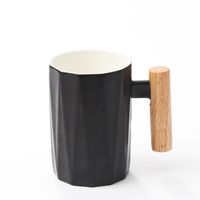 Simple Creative Solid Color Wooden Handle Matt Ceramic Mug Cup Wholesale sku image 13