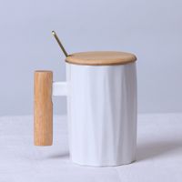 Simple Creative Solid Color Wooden Handle Matt Ceramic Mug Cup Wholesale sku image 24