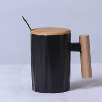 Simple Creative Solid Color Wooden Handle Matt Ceramic Mug Cup Wholesale sku image 25