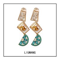 Fashion Geometric Diamond Metal Artificial Gemstones Earrings main image 3