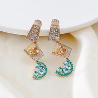 Fashion Geometric Diamond Metal Artificial Gemstones Earrings main image 2