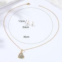 Stainless Steel Colored Zircon Electroplating 18k Gold Key Heart Necklace Earrings Set main image 5