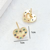 Fashion Copper Inlaid Zircon Electroplating 18k Gold Heart-shaped Stud Earrings main image 4