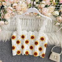 2022 New Retro Embroidered Hollow High Waist Short Knitted Camisole main image 5