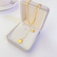 Fashion Titanium Steel Necklace Plated 18k Gold Simple Multi-layer Necklace main image 1