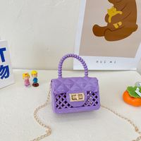 Fashion Solid Color Hollowed Children's Jelly Messenger Bag 12*9*5cm main image 5