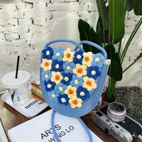 Pequeña Flor Decoración Paja Nuevo Hombro Mensajero Tejido Mujer Bag22 * 21 * 3cm main image 4