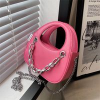 Fashion Solid Color Metai Chain Small Shoulder Messenger Bag 20*12*8cm main image 2