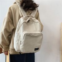 Simple College Style Solid Color Canvas Backpack Wholesale 30*11*34cm main image 6