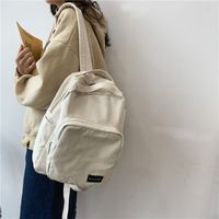 Simple College Style Solid Color Canvas Backpack Wholesale 30*11*34cm main image 5
