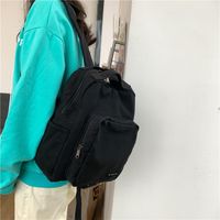 Simple College Style Solid Color Canvas Backpack Wholesale 30*11*34cm main image 4