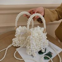 Sac Messeneger À Main En Perles Blanches Incrustées De Style Coréen 18 * 12 * 4cm main image 3