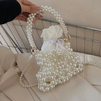 Sac Messeneger À Main En Perles Blanches Incrustées De Style Coréen 18 * 12 * 4cm main image 4