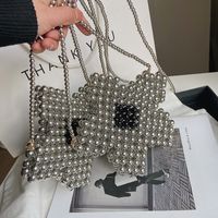 Fashion Flower Shaped Metal Beaded Shoulder Messenger Bag 20*18*3cm main image 1