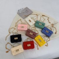 Korean Style Rhombus Plaid Solid Color Pearl Handle Small Messenegr Bag 12*9*5cm main image 1
