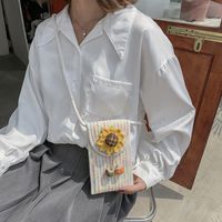 Fashion Braided Style Sunflower Pattern Mini Square Messenger Bag12*19*1cm main image 3