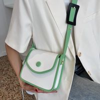 Korean Style Small Square Shape Contrast Color Messenger Bag 20*18*7cm main image 3