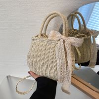 Straw Female Large Capacity Summer Shoulder Basket Bucket Bag 24*18*9cm main image 4