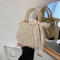 Stroh Weibliche Große Kapazität Sommer Schulterkorb Eimer Tasche 24 * 18 * 9cm main image 4