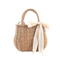 Straw Female Large Capacity Summer Shoulder Basket Bucket Bag 24*18*9cm main image 6