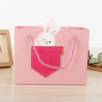 Cartoon Children's Day Gift Tote Bag Cute Pink Rabbit Folding Gift Paper Bag main image 3