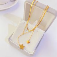 Fashion Titanium Steel Necklace Plated 18k Gold Simple Multi-layer Necklace sku image 1