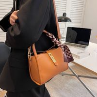 Vintage Solid Color Bucket Tote Shoulder Messenger Bag 25*16*12cm sku image 4