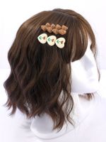 2 Piece Fashion Creative Brown Bear Flower Heart Hair Clip Set main image 5