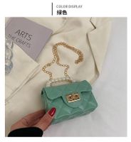 Korean Style Rhombus Plaid Solid Color Pearl Handle Small Messenegr Bag 12*9*5cm sku image 3