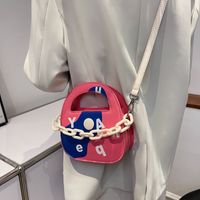 Fashion Macaron Contrast Color Acrylic Chain Small Messenger Bag 18*13*7cm sku image 3
