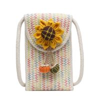 Fashion Braided Style Sunflower Pattern Mini Square Messenger Bag12*19*1cm sku image 1