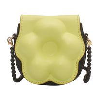 Girl's Small Pu Leather Color Block Flower Cute Beading Oval Flip Cover Crossbody Bag sku image 4