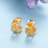 Vintage Colorful Zirconia Hollow Triangle Copper Earrings sku image 1