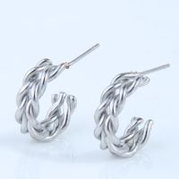 Korean Weaving Titanium Steel Geometric C-shaped Earrings sku image 2
