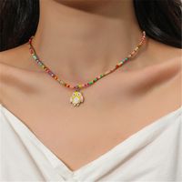 Colorful Rainbow Acrylic Beaded Owl Pendant Necklace Women main image 4