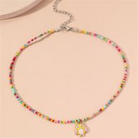Colorful Rainbow Acrylic Beaded Owl Pendant Necklace Women sku image 1