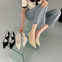 Nouvelle Mode Stiletto Bout Pointu Talons Hauts Bouche Peu Profonde Chaussures Simples Pour Femmes main image 3