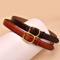 Nuevo Cinturón Vaquero Retro Informal Con Hebilla De Pin Para Mujer De Cuero De Dos Capas main image 1