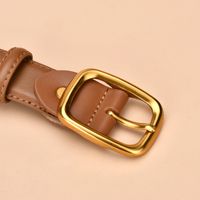 Nuevo Cinturón Vaquero Retro Informal Con Hebilla De Pin Para Mujer De Cuero De Dos Capas main image 4