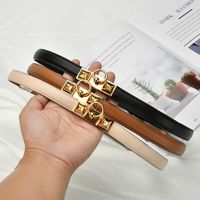 Pants Chain New Casual Leather Women's Waist Decoration Slim Fit Elastic Thin Belt main image 4