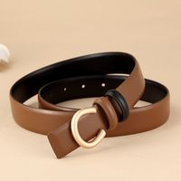Ladies Double Sided Available Internal Buckle Simple Thin Belt Cowhide main image 1